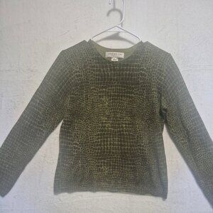 Jones New York Alligator Print Sweater Merino Wool Size M Comfy Cozy Mob Wife